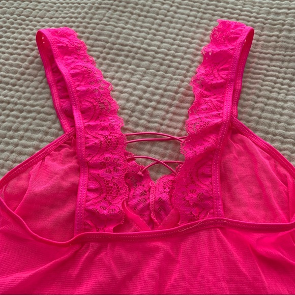 Hot Pink Mesh Leg Avenue Babydoll Top - Picture 5 of 7